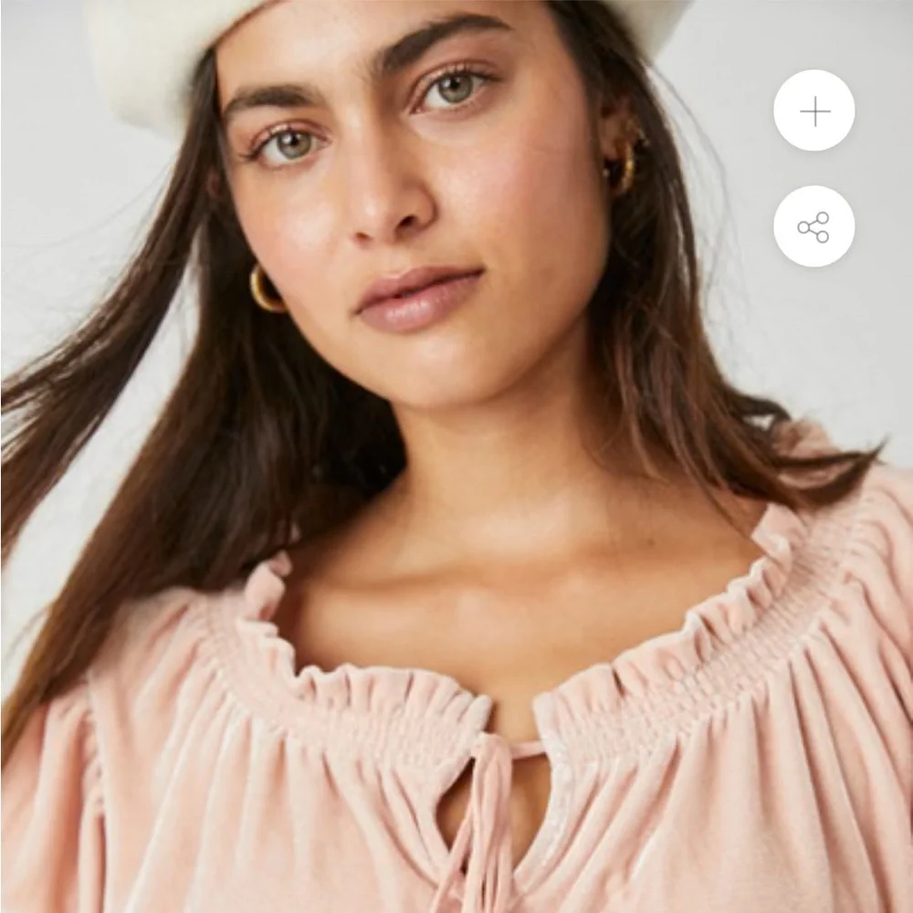 Free People Velvet Terese Top in Pink Tint Large